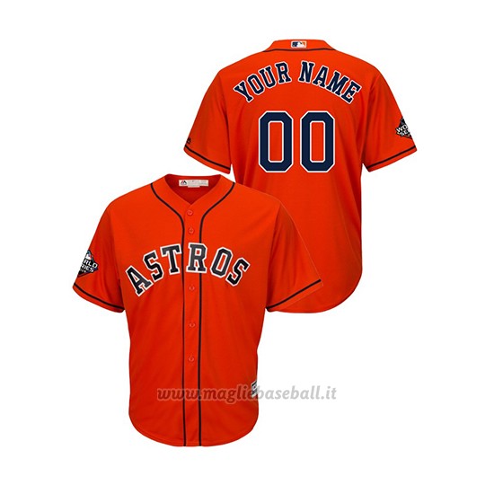 Maglia Baseball Uomo Houston Astros Personalizzate 2019 World Series Bound Cool Base Arancione